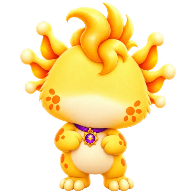 Sol, a cheerful golden Nimblin character
